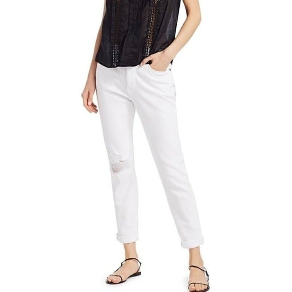 Frame NWT Le Beau Distressed High Rise Straight Leg Jeans Size 26